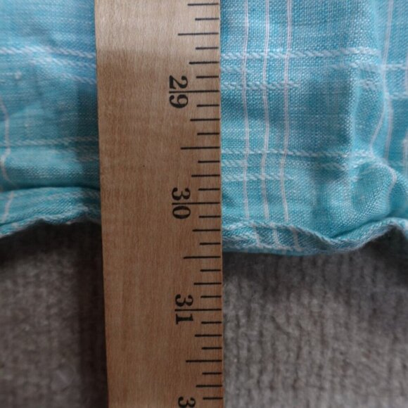 Tommy Bahama Shirt Large Blue Long Sleeve Plaid 100% Linen - Picture 6 of 7